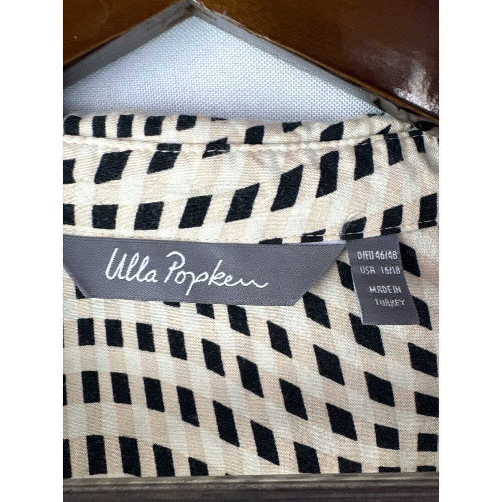 Women’s Ulla Popken Size 16/18 Cream Beige Black Patterned Blouse - Picture 4 of 5